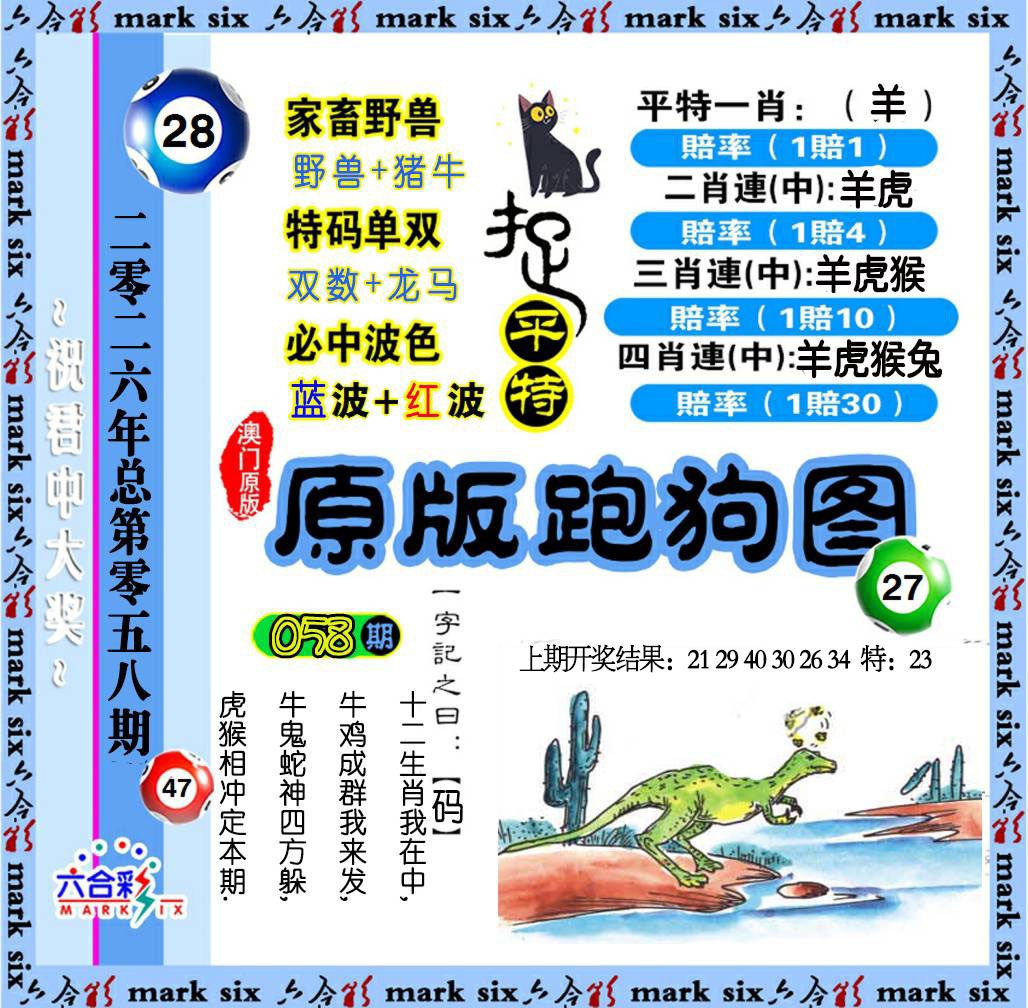 058期原版跑狗图[图]