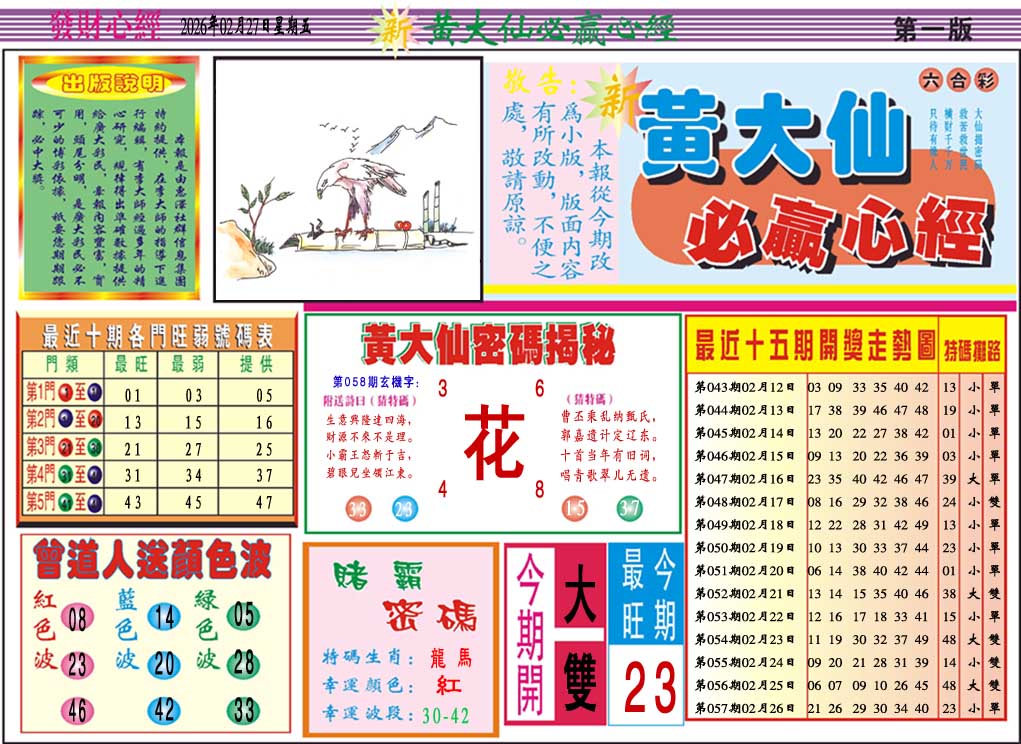 058期黄大仙必赢心经A[图]