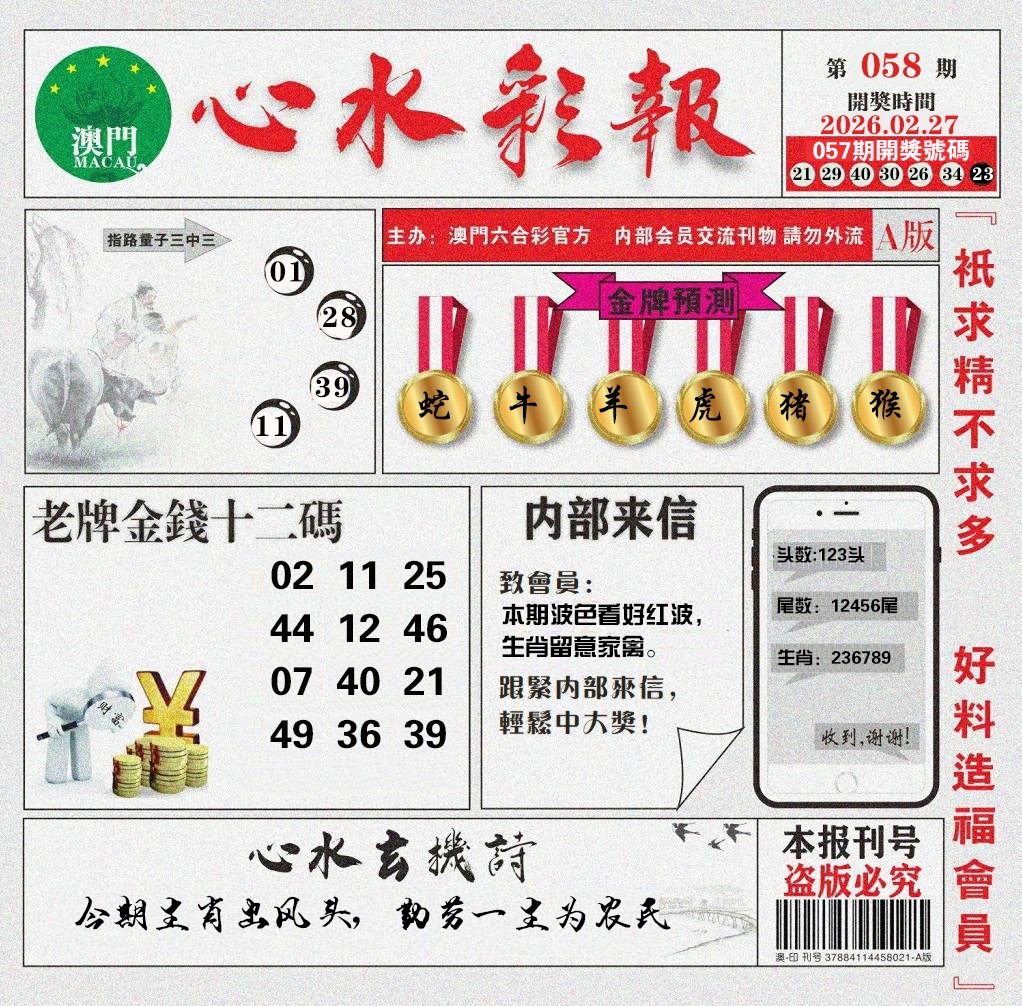058期心水彩报[图]
