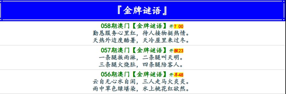 058期金牌谜语[图]