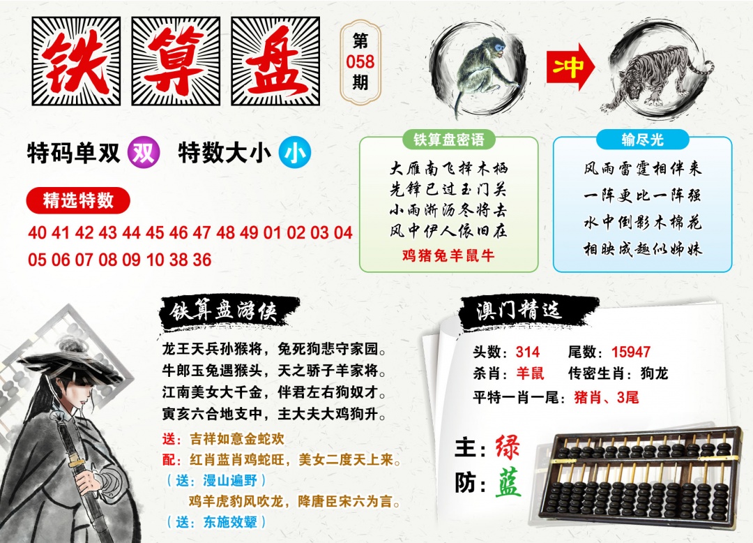 058期澳门铁算盘[图]
