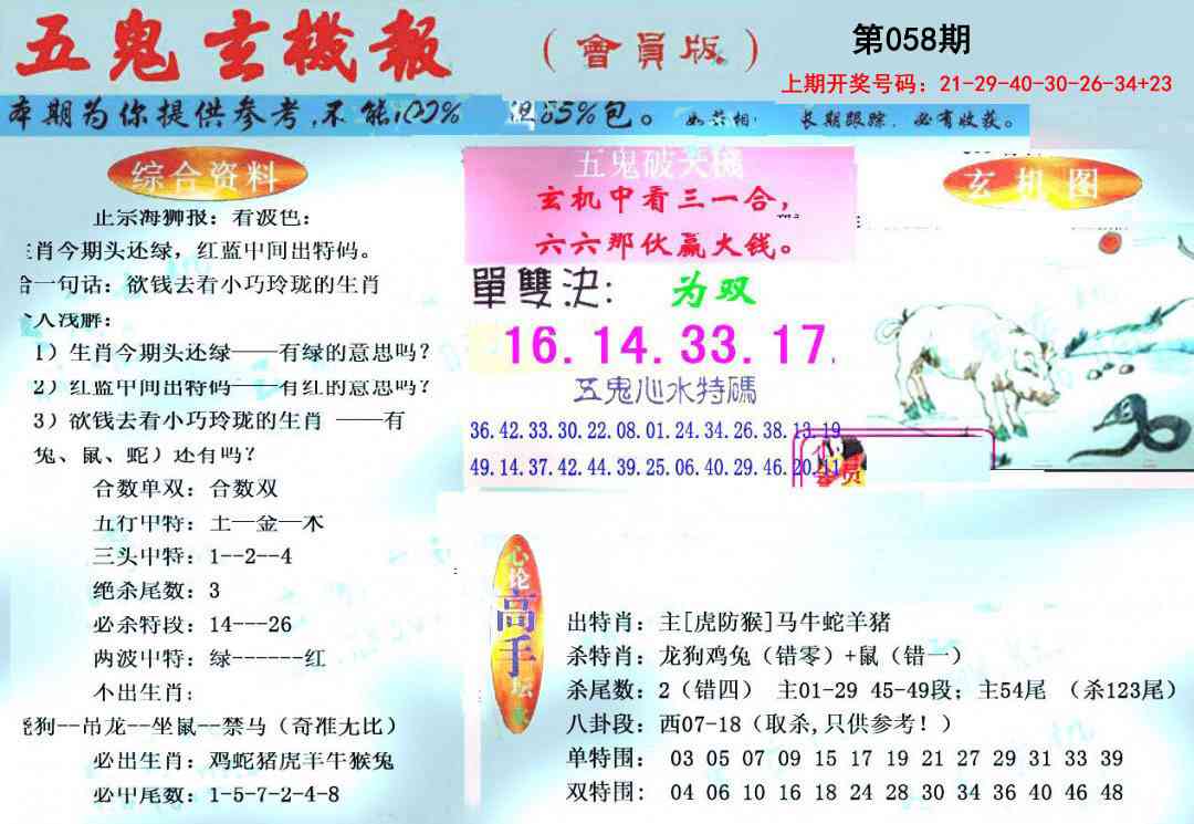 058期新五鬼玄机[图]