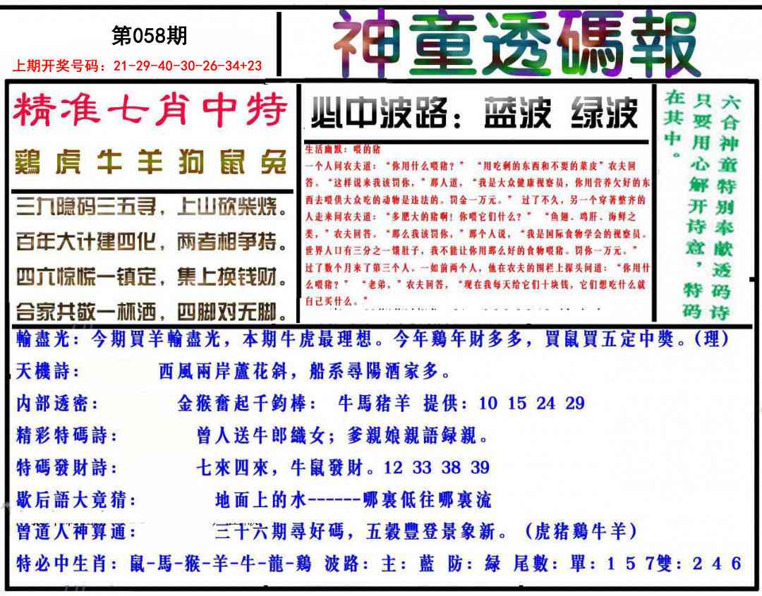 058期神童透码报[图]