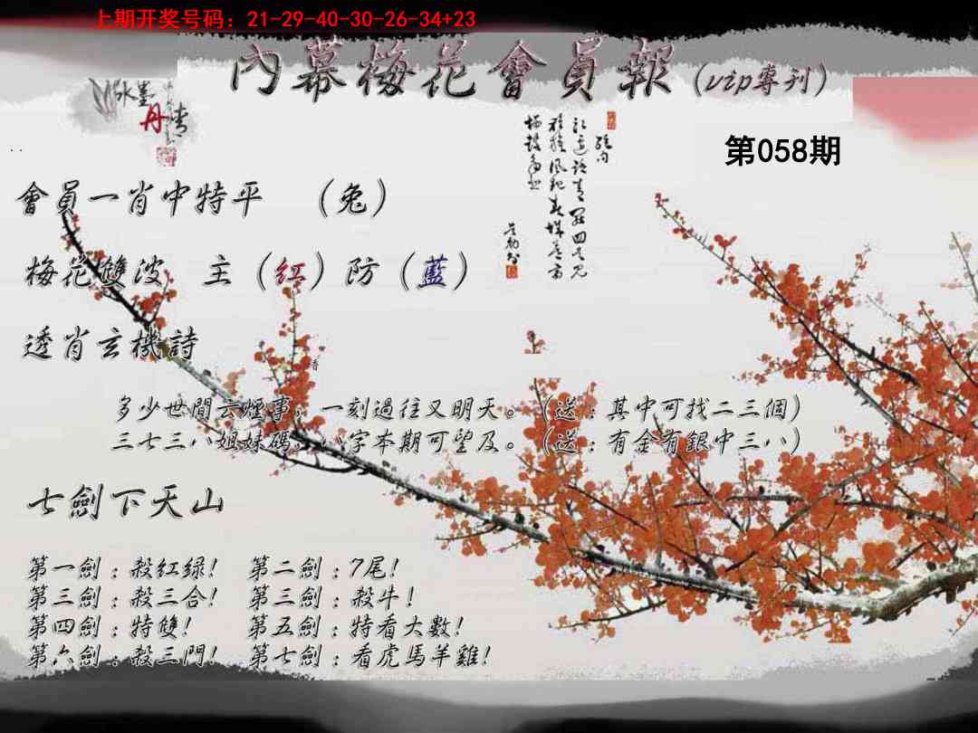 058期内幕梅花会员报[图]