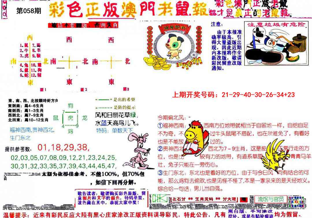 058期彩色正版澳门老鼠报[图]