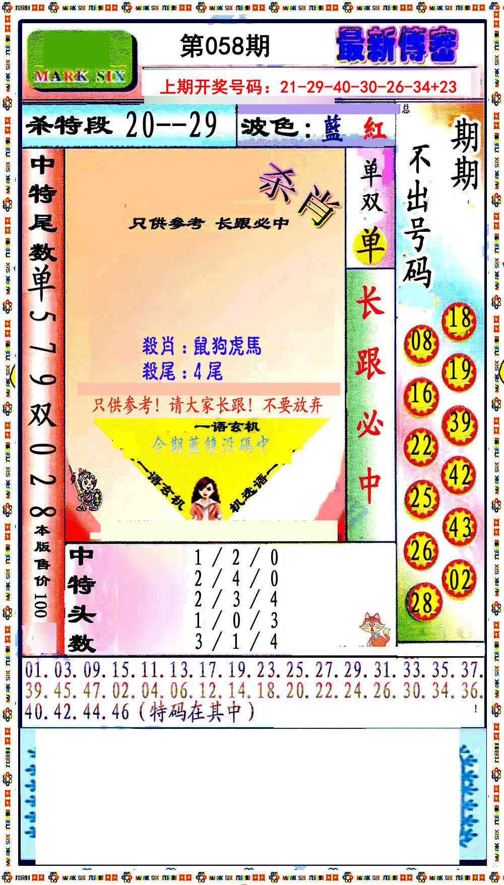 058期最新传密绝杀6肖[图]