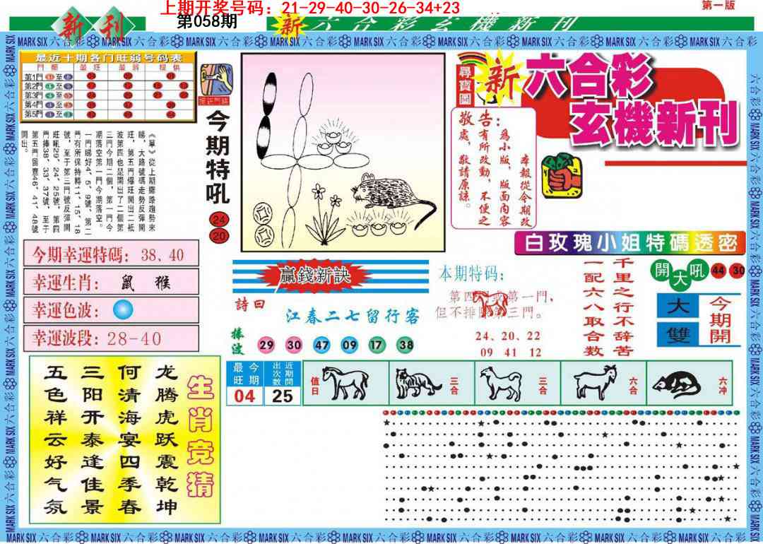 058期新六合彩特码新刊A[图]