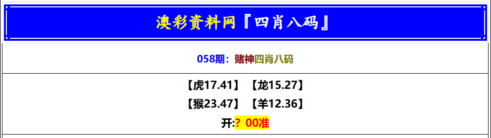 058期赌神四肖八码[图]